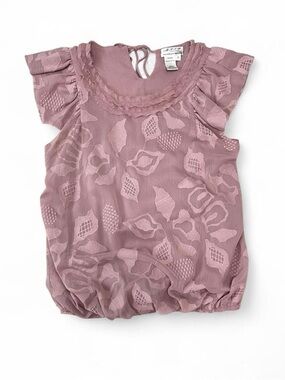 MSSP Pink lace top with ruffle details and tie back Size M